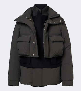 Layered wool-trimmed down jacket | Sacai