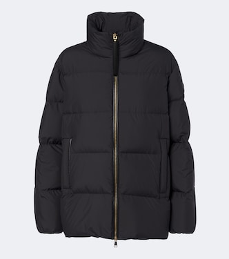 Leather-trimmed down jacket | Moncler