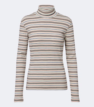 Jersey de cuello alto en mezcla de algodón a rayas | Dries Van Noten