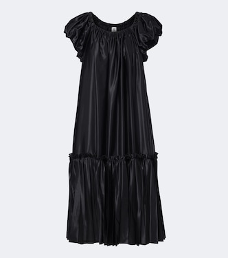 Pleated tiered satin midi dress | Noir Kei Ninomiya
