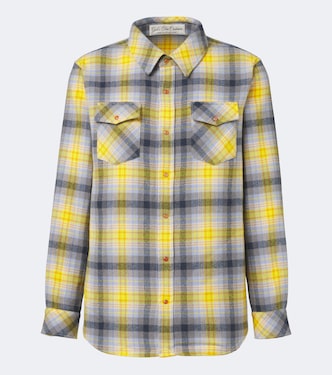 Alchemy plaid cashmere shirt with carnelians | God's True Cashmere