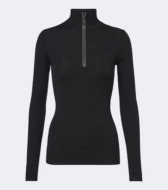 Monili wool and cashmere half-zip sweater | Brunello Cucinelli