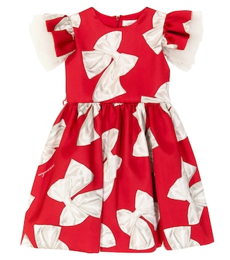 Bow-printed belted dress | Monnalisa