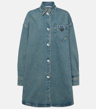 Oversize-Hemdblusenkleid aus Denim | Prada
