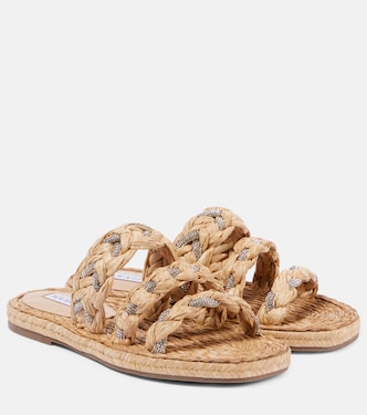 Costiera embellished raffia sandals | Aquazzura