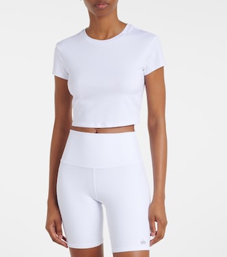 Alosoft cropped jersey T-shirt in white - Alo Yoga | Mytheresa