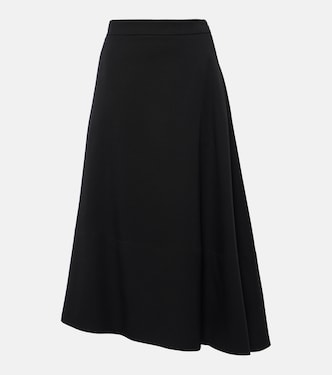 Asymmetric virgin wool midi skirt | Jil Sander