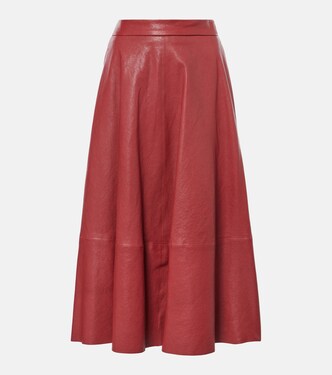 High-rise leather midi skirt | Brunello Cucinelli