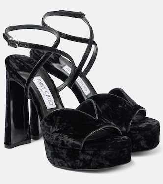 Karli 125 velvet platform sandals | Jimmy Choo