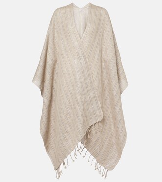Linen-blend poncho | Brunello Cucinelli