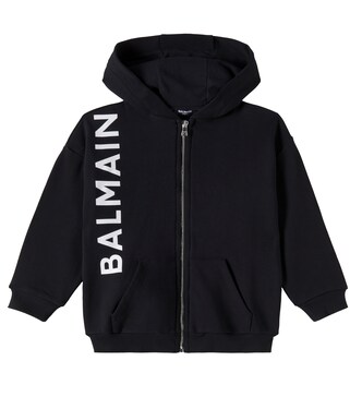 Logo cotton zip-up hoodie  | Balmain Kids