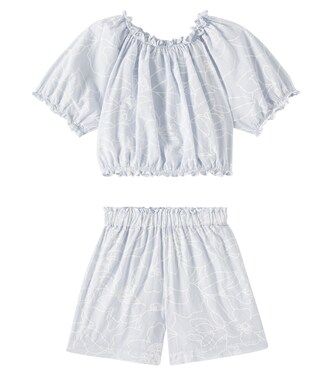 Printed cotton top and shorts set | Il Gufo