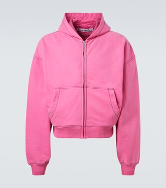 Embroidered cotton fleece zip-up hoodie | Acne Studios