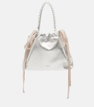 Drawstring Mini embellished leather shoulder bag | Jimmy Choo