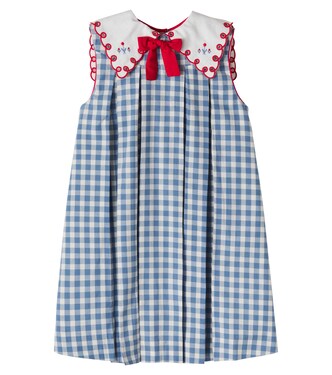 Darby gingham pleated cotton dress | Pepa London