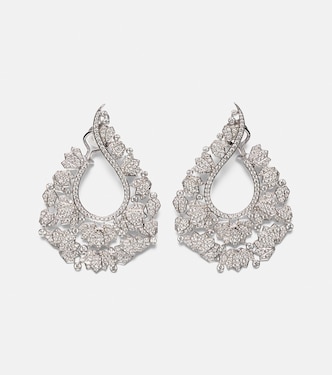 Scatter Lotus 18kt white gold earrings with diamonds | Ananya