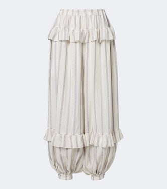 Ruffled striped silk-blend balloon pants | Chloé