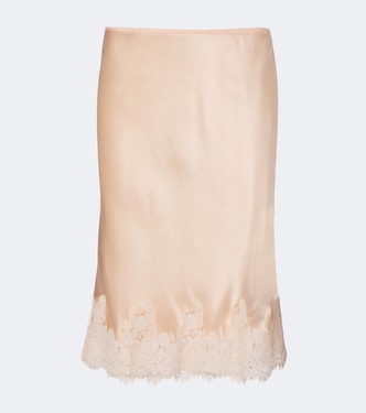 Elowette lace-trimmed silk satin slip skirt | Dôen