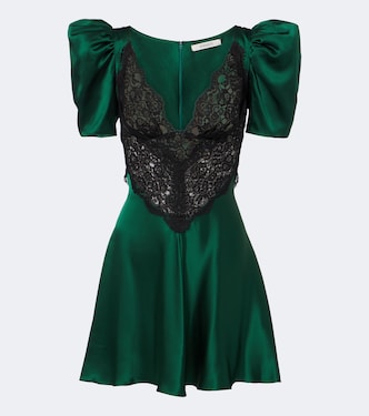 Lace-trimmed silk satin minidress | Rodarte