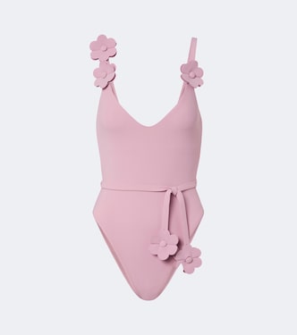 Juliet belted floral-appliqué swimsuit | Karla Colletto