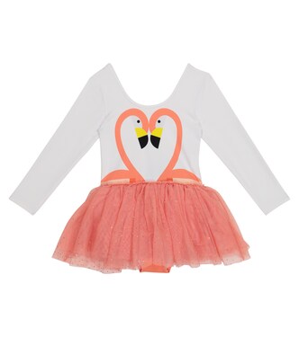 Flamingo jersey and tulle dress | Stella McCartney Kids
