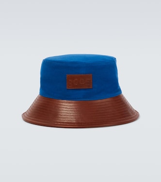 Cotton and leather bucket hat | Bode