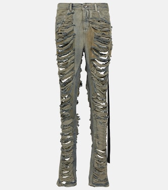 DRKSHDW distressed low-rise jeans | Rick Owens