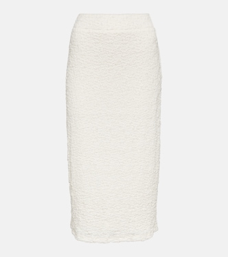 Smocked cotton-blend midi skirt  | Vince