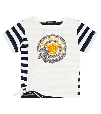 Printed striped cotton jersey T-shirt | Versace Kids