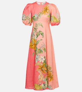 Robe longue Anika en lin à fleurs | Alémais