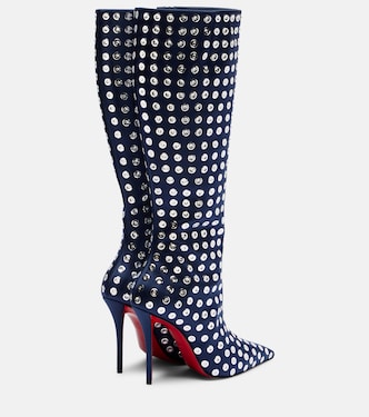 Miss Z 100 embellished satin knee-high boots in blue - Christian