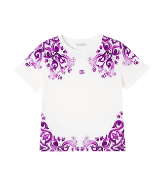 DG Majolica cotton T-shirt | Dolce&Gabbana Kids