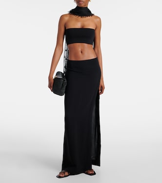 Side-slit crêpe maxi skirt in black - Toteme | Mytheresa