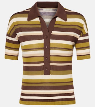 Striped cotton-blend polo shirt | Faithfull