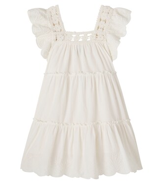 Vestido de algodón escalonado con encaje | Bonton