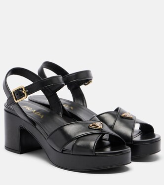Leather platform sandals | Prada