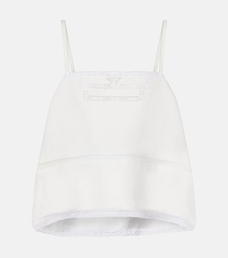 蕾丝边饰亚麻上衣 | Prada