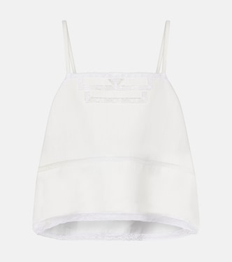 Lace-trimmed linen top | Prada