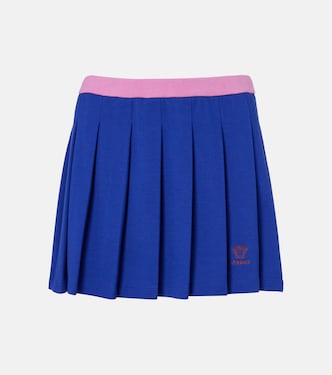 Medusa pleated cotton piqué miniskirt | Versace