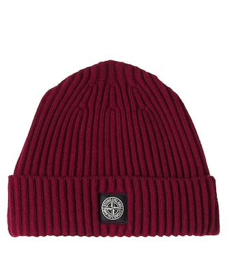 Compass ribbed-knit virgin wool beanie | Stone Island Junior