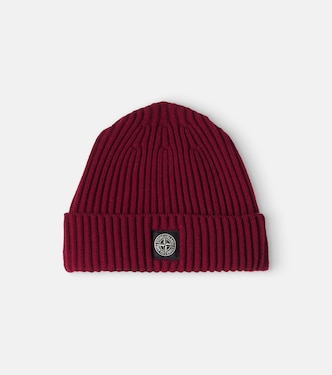 Compass ribbed-knit virgin wool beanie | Stone Island Junior