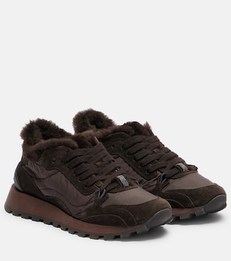 Monili shearling-trimmed sneakers | Brunello Cucinelli