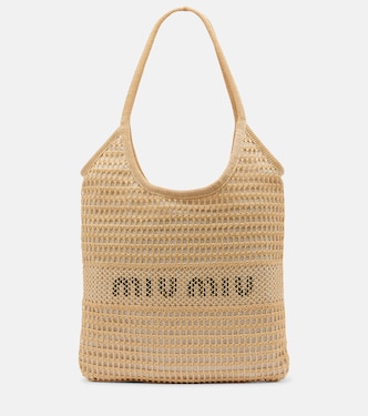 Shopper Ivy in lino effetto rafia | Miu Miu
