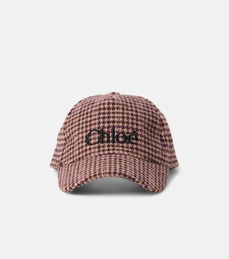 Logo houndstooth wool-blend baseball cap | Chloé Kids