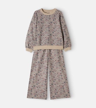 Lia floral cotton sweatshirt and sweatpants set | Wheat