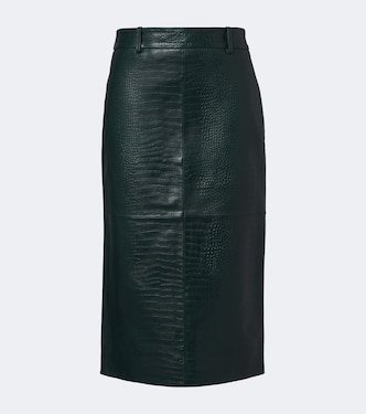 Taney croc-effect leather pencil skirt | The Frankie Shop