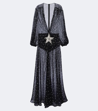 Vestido largo de chifón de seda estampado | Dolce&Gabbana