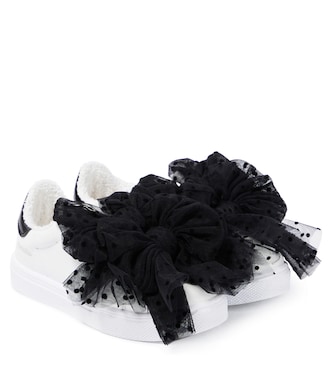 Bow-embellished leather sneakers | Monnalisa
