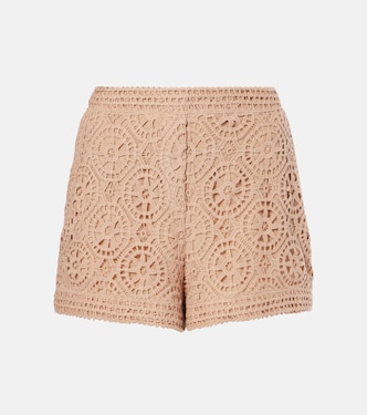 Macramé cotton-blend shorts | Elie Saab
