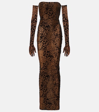 Robe longue à motif léopard | Alex Perry